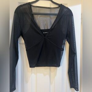 Abercrombie Black Long Sleeve Mesh Top